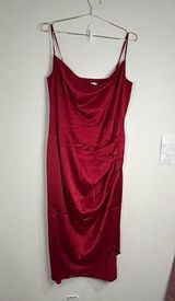 Unbranded Red Satin Cowl Neck Slip Dress - Size 2X Photo 0