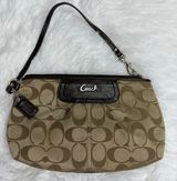 COACH Brown Signature Canvas Mini Purse Wristlet w/ Card Slots Photo 0