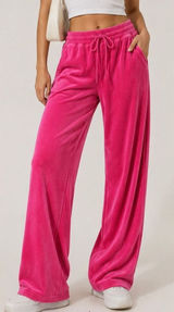 OFFLINE by Aerie Velour Wide Leg Lounge Pants XS Hot Pink Y2K Athleisure Photo 0