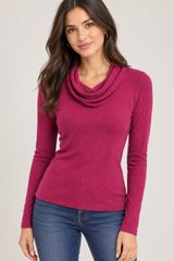 Banana Republic Fuchsia Draped Cowl Neck Ribbed Knit Top Fall Quiet Luxury cozy Photo 0