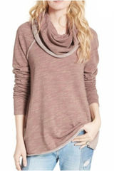 FP Beach Free People S / M Top Cowlneck Cocoon Pullover Oversized Slouchy Rose Photo 0