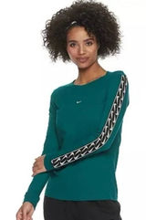 Nike Dark Teal Black White Blue Long Sleeve Gym Yoga Shirt Top XS women’s logo Photo 0