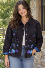 Vintage Embroidered Jean Jacket with Floral Design denim cottagecore teacher Photo 0