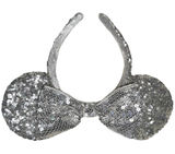 Walt Disney world Parks Exclusive Minnie Ear Headband Silver Sequin sparkly Bow Photo 0