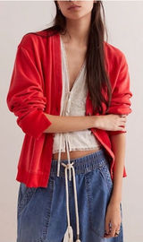 NWOT Free People Take It Easy Cardigan - poppy red - XS Photo 0