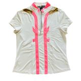 Jamie‎ Sadock Golf Tennis Top 1/4 Quarter Zip Polo Medium White Pink Activewear Photo 0