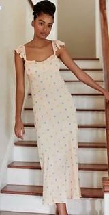 Anthropologie Scallop Babydoll Midi Dress XL Embroidered Sundress Slip Dress Photo 0