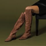 Antonio Melani Rilee Brown Suede Over The Knee Tall Dress Boots Photo 0