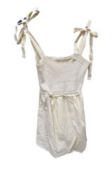 NEW Nordstrom ALL‎ IN FAVOR Crochet Minidress Bow Ties Beige Size Small Photo 0