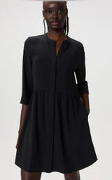 Quince | Fluid Crepe Shirt Dress in Black, XS Photo 0