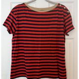 Lauren Ralph Lauren Women’s Top Sz LG Red Navy‎ Stripe Gold Buttons Equestrian Photo 0