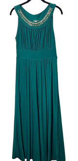 SANDIVA Teal Beaded Neckline Maxi Dress Women's Size M Sleeveless Empire Waist Photo 0