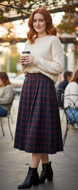 Vintage JH Collectibles Red Green Plaid Wool Midi Skirt Pleated Classic Size 14 Photo 0
