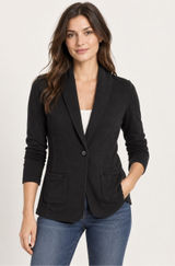 James Perse Standard Sz 3 US L Black Shawl Collar Knit Blazer 1 Button Cotton Photo 0