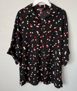 Vince Camuto Black Button-Up Blouse with Red, White & Blue Polka Dots Photo 0