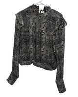 Free People Women S/P Roma Chiffon Snake Ruffle Long Sleeve Blouse Animal Print Photo 0