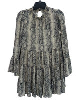 Altar'd State Snakeskin Tiered Mini Dress Bell Sleeve Boho Gypsy Babydoll Sz XS Photo 0