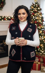 Woolrich Vintage Wool Christmas Sweater Black Size XL Grandmacore Party Holiday Photo 0