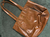 MISSNINE Tote Bag Womens Cognac Brown Faux Leather Multi-Pocket Shoulder Bag Photo 0