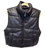 Zara Womens Faux Leather Puffer Vest Black Zip‎ Up Sleeveless Jacket Small Photo 0