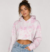 Artist Union Hoodie Womens Small Pink Tie Dye Cropped Raw Hem Long Sleeve Photo 0