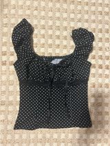 Black and white polka dot tie and lace top Photo 0