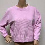 Fletch Pink Ribbed Crewneck 100% Cotton Slightly Cropped Long Sleeve Top size S Photo 0