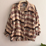 Vintage Details Women’s Sportswear Jacket 2X 100% Silk Zip Up Bomber Brown Lined Photo 0