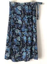 Loft Navy Retro Floral Paisley Wrap Midi Skirt 0 Photo 0