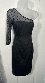 Bardot Black One Shoulder Sheer Bodice Dress Size 4 NWOT Photo 0
