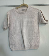 Vintage Cream off white Knit Short-Sleeve Sweater mock neck women’s small Photo 0