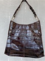Vtg y2k Brighton Croc-Embossed Shoulder Bag tote - Dark Brown Photo 0