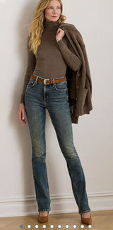*Lauren Ralph Lauren Taupe Brown Heath Silk Blend Turtleneck Sweater #QB Photo 0