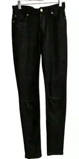 7 For All Mankind Women's Skinny Jeans Size 24 Black Coated Photo 0