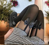 Cute Bow Decor Tights Sweet College JK Style Thin Stretchy Pantyhose‎ One Size Photo 0