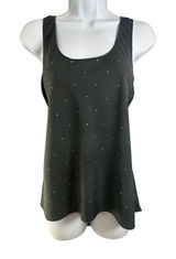 Aerie‎ Black Rhinestone Studded Scoop Neck Tank Top Deep Back Women Large L Photo 0