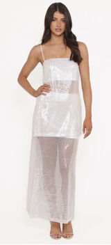 Petal And Pup Vienne Sequin Top & Maxi Skirt Set White Size Small Photo 0