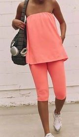 Free People Hot Shot Tube Onesie Neon Coral Size Small Strapless SOLD OUT Photo 0