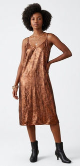 A New Day Metallic Copper Slip Dress Size Large Liquid Gold Party Shimmer Photo 0