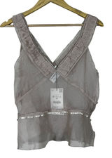 NWT Zara Ruffled Pleated Crossover Tank Top Cream Romantic Ethereal Size M Photo 0