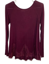 Altar'd State Maroon Long Sleeve Blouse With Lace‎ Size Small Laced Back Whimsy Photo 0