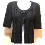 American Eagle short sleeve fisherman sweater matte black M vintage Photo 0
