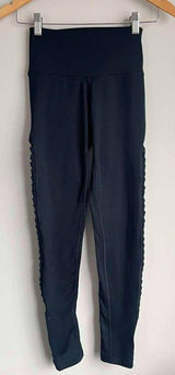 Aerie Black Fleece Lined High Rise Ruffle Pleat Side Leggings Size Small Photo 0