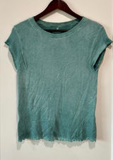 Free People We The Free Be My Baby Tee Teal Lettuce Hem XL Photo 0
