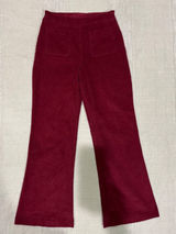 Self-E Womens Burgundy Corduroy 26x28 Flare Wide‎ Leg Pants Elastic Waist Size M Photo 0