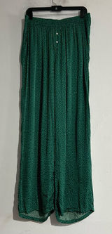 Aerie Off Duty Satin Trouser Wide Leg PJ Pants Island Pine Green Polka Dot Large Photo 0