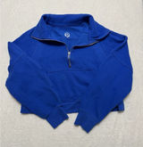 Lululemon Women's Scuba Royal Blue Solid 1/2 Zip Fleece Pockets Size Xs/S Photo 0