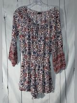 American Eagle Boho Floral Festival Hippie Peasant Concert Smocked Waist Romper Photo 0