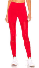 ALO Yoga Leggings Moto Airbrush Active Workout Pants Red XS Gym Pilates Fitness Photo 0