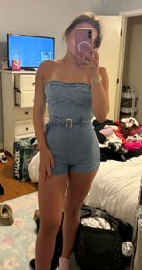 strapless jean romper Blue Photo 0